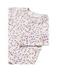 Conjunto 2 Piezas De Niña Camisa Manga Larga Estampado Flores Pantalon Pana Rojo