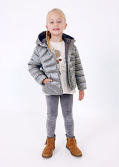 Chaqueta Plateada con Capucha