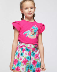 Conjunto Blusa Manga Corta y Falda Pantalon