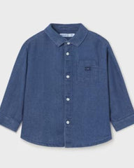 Conjunto 2 Piezas De Niño Camisa Manga Larga Azul Pantalon Pana Amarillo