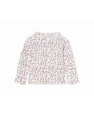 Conjunto 2 Piezas De Niña Camisa Manga Larga Estampado Flores Pantalon Pana Rojo