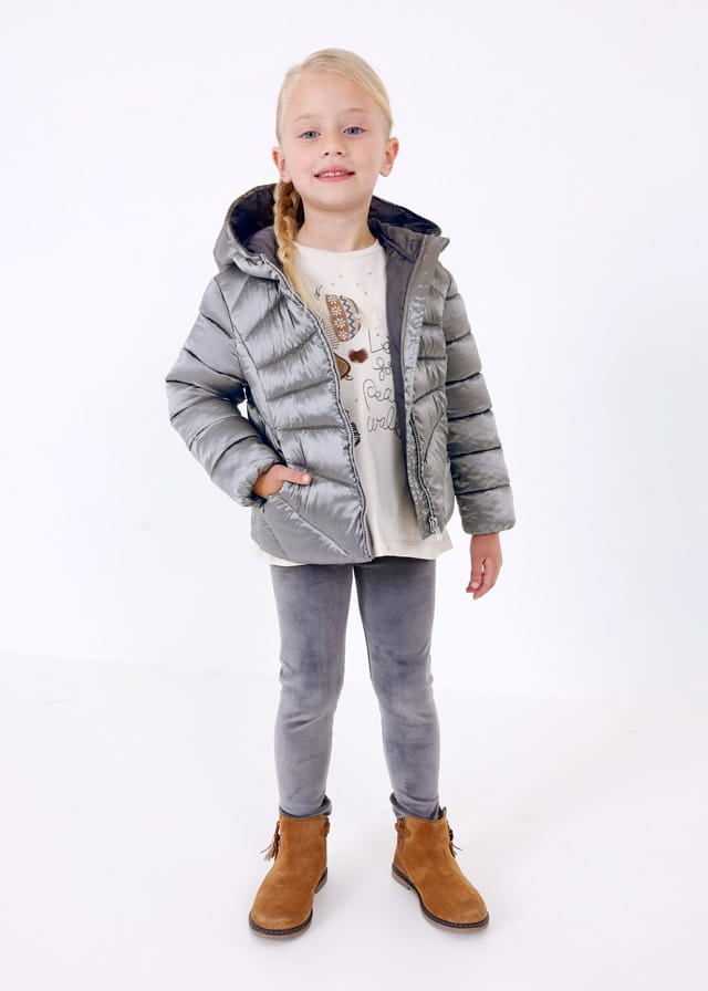 Chaqueta Plateada con Capucha