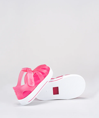 Sandalia transparente fucsia suela blanca