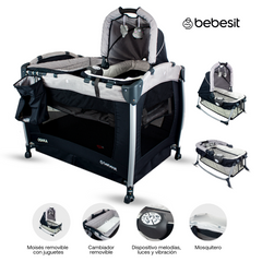 CUNA CORRAL  PACK N PLAY  OSAKA GRAY CON MOISES PREMIUM