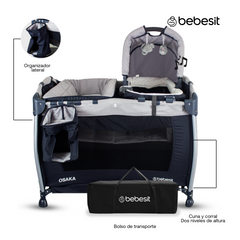 CUNA CORRAL  PACK N PLAY  OSAKA GRAY CON MOISES PREMIUM