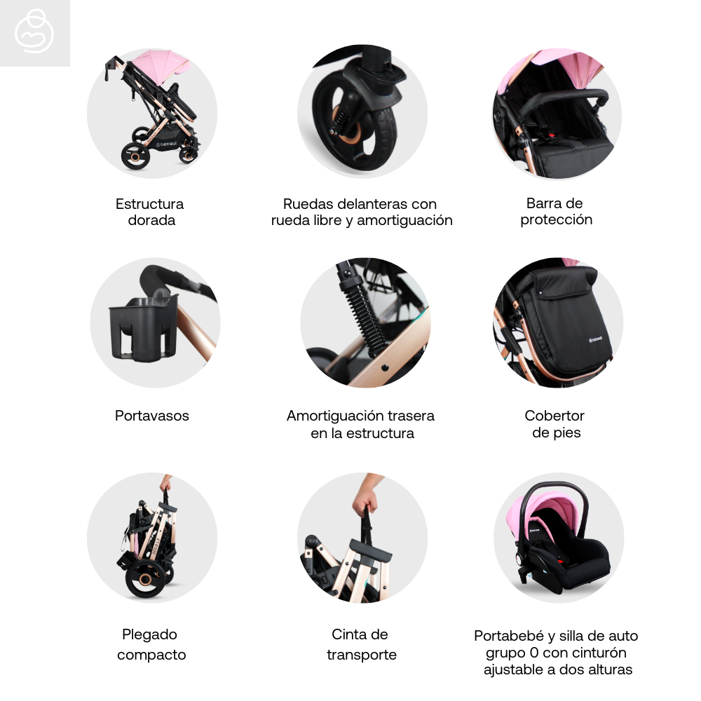 TRAVEL SYSTEM GOLD LX PINK