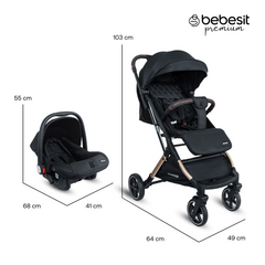 TRAVEL SYSTEM COMPACTO PIXEL BLACK PREMIUM