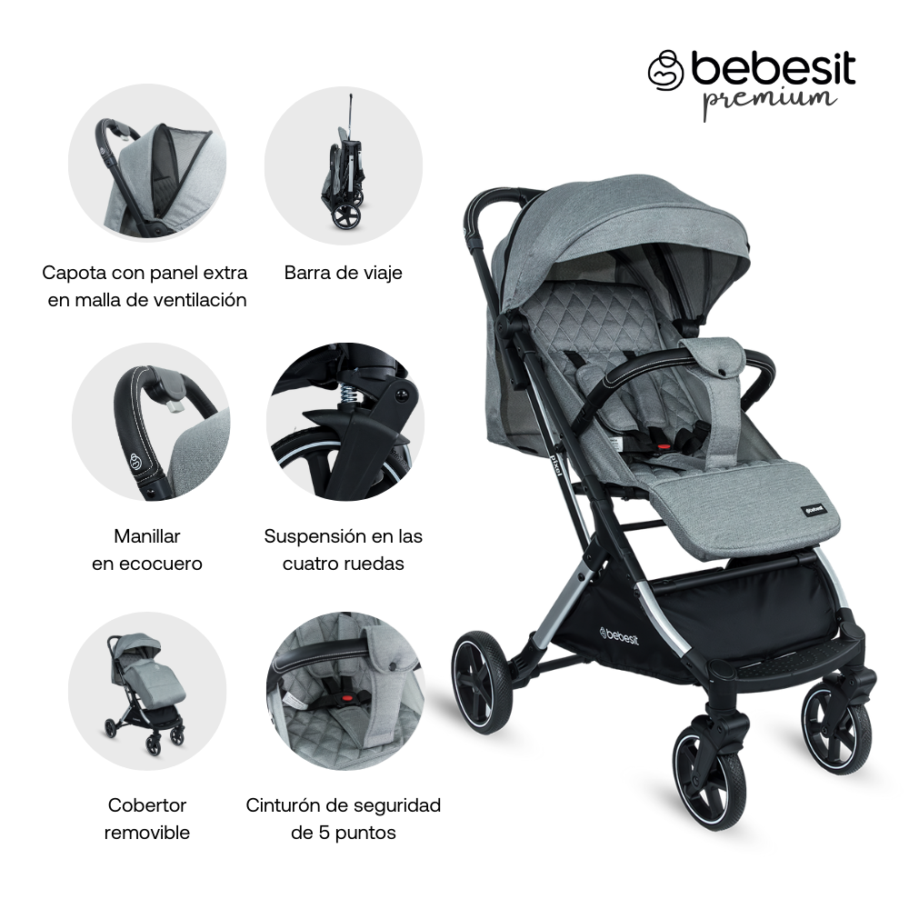 TRAVEL SYSTEM COMPACTO PIXEL GRAY PREMIUM