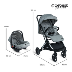 TRAVEL SYSTEM COMPACTO PIXEL GRAY PREMIUM
