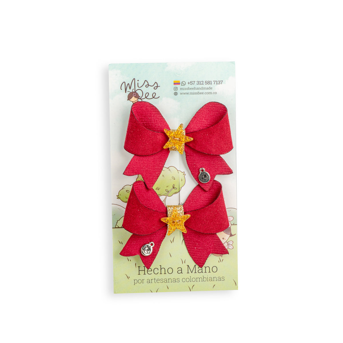 HAIR CLIP CANDY BOW CHRISTMAS ROJO