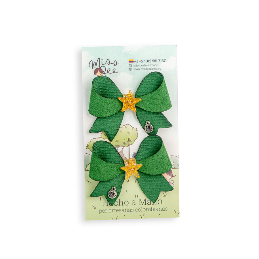 HAIR CLIP CANDY BOW CHRISTMAS VERDE