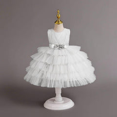 VESTIDO EN TIEMPOS TULL  PECHERA TRAPEADA BLANCO